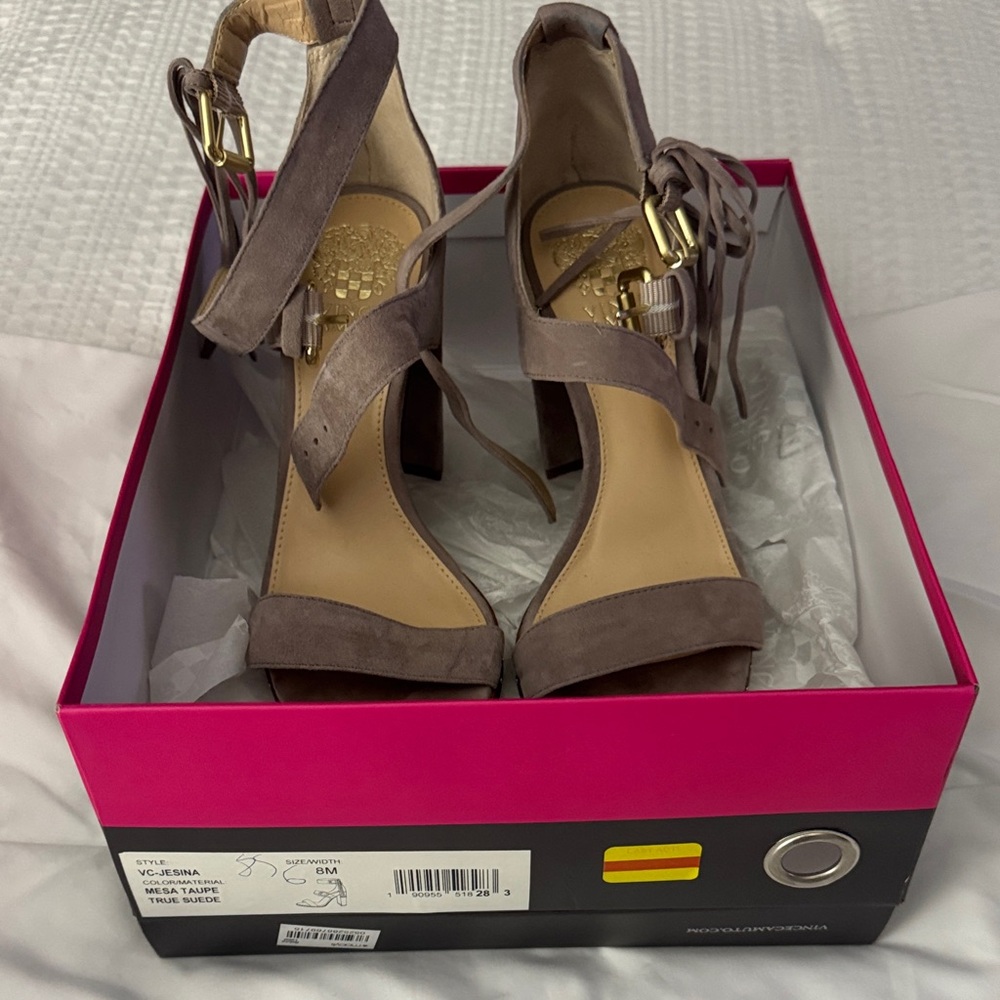 Vince Camuto Taupe Strappy Heels